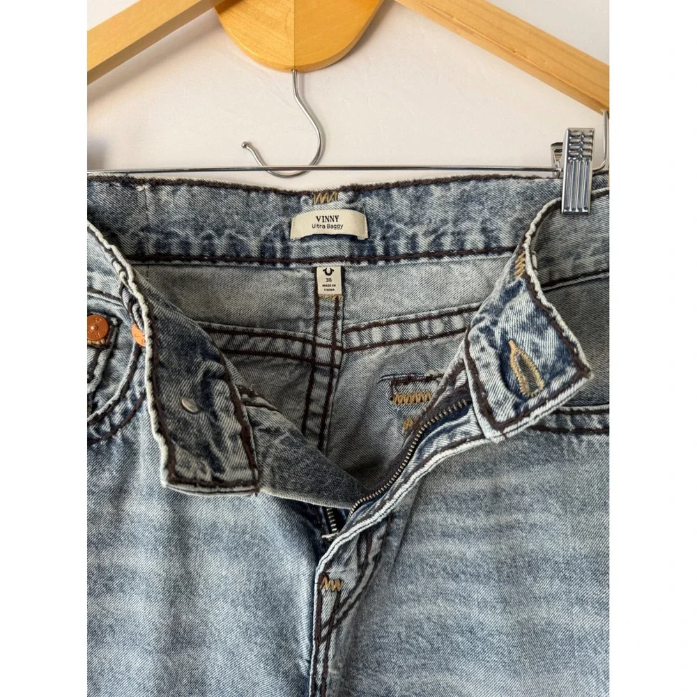True Religion Jeans Vinny Ultra Baggy Super T Electric Groove Wash Blue Size 36